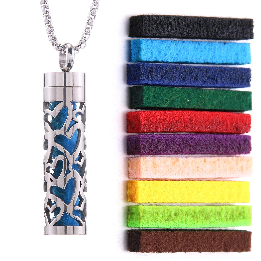 Aromatherapy diffuser necklace with interchangeable pads 