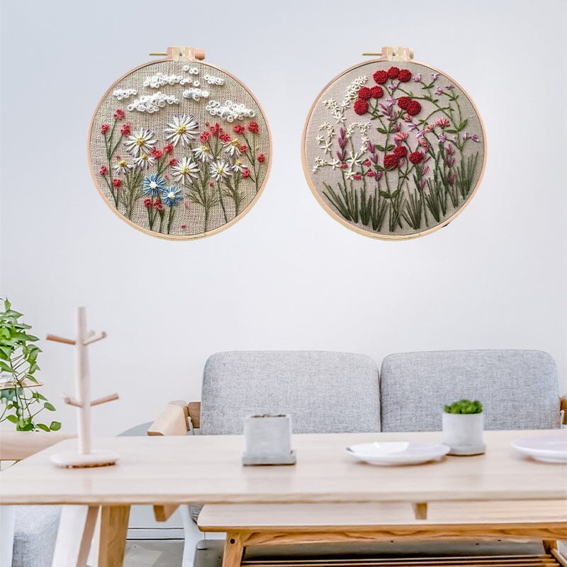 Sett med blomsterbroderi for kreative hobbyer 