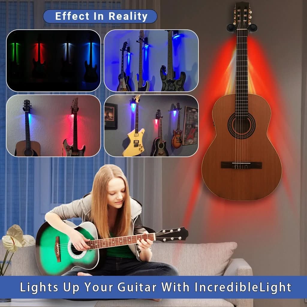Ścienny uchwyt LED na gitarę – Oświetl swój instrument 