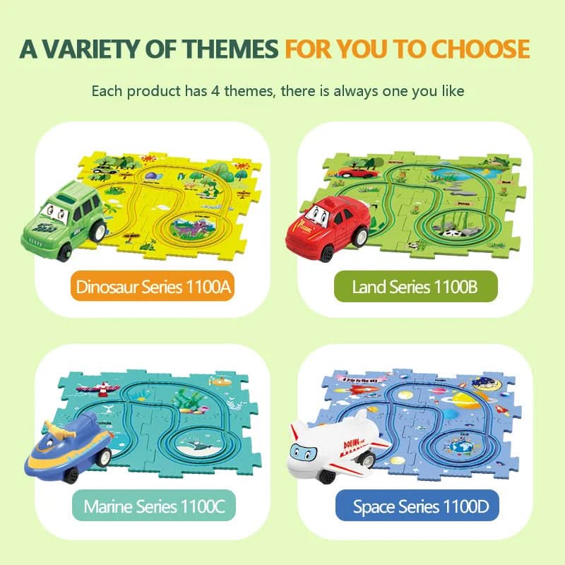 Vzdelávací obvodový puzzle s elektrickými vozidlami 