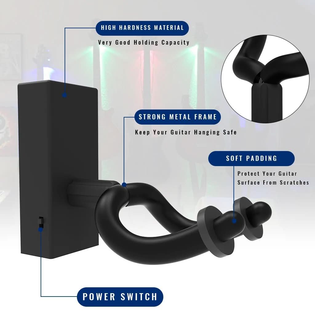 Ścienny uchwyt LED na gitarę – Oświetl swój instrument 