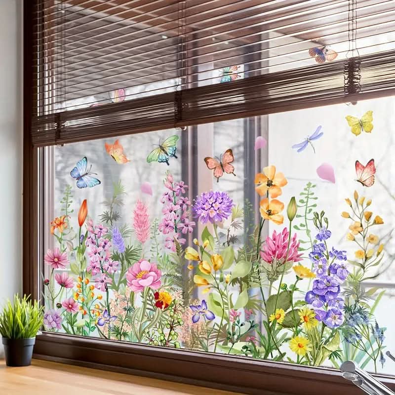 Pegatinas florales adhesivas para ventanas 