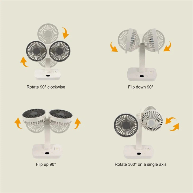 Rechargeable and Adjustable Double-Head Fan 