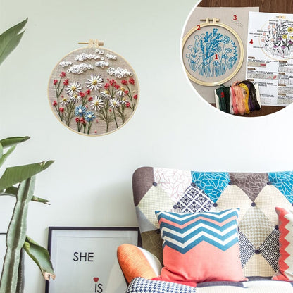 Sett med blomsterbroderi for kreative hobbyer 