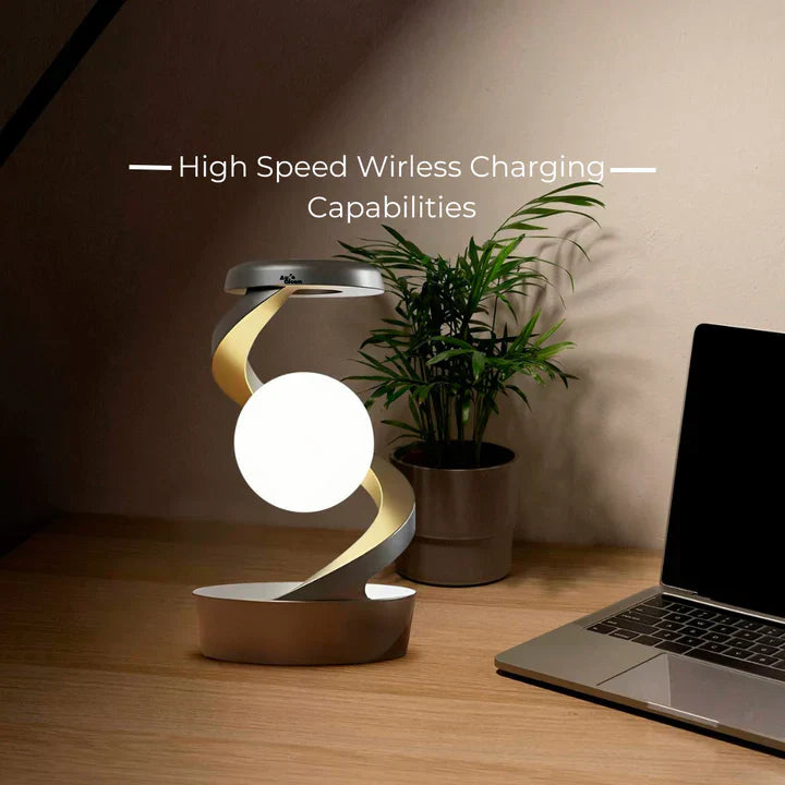 Design LED lamp with integrated wireless charger 