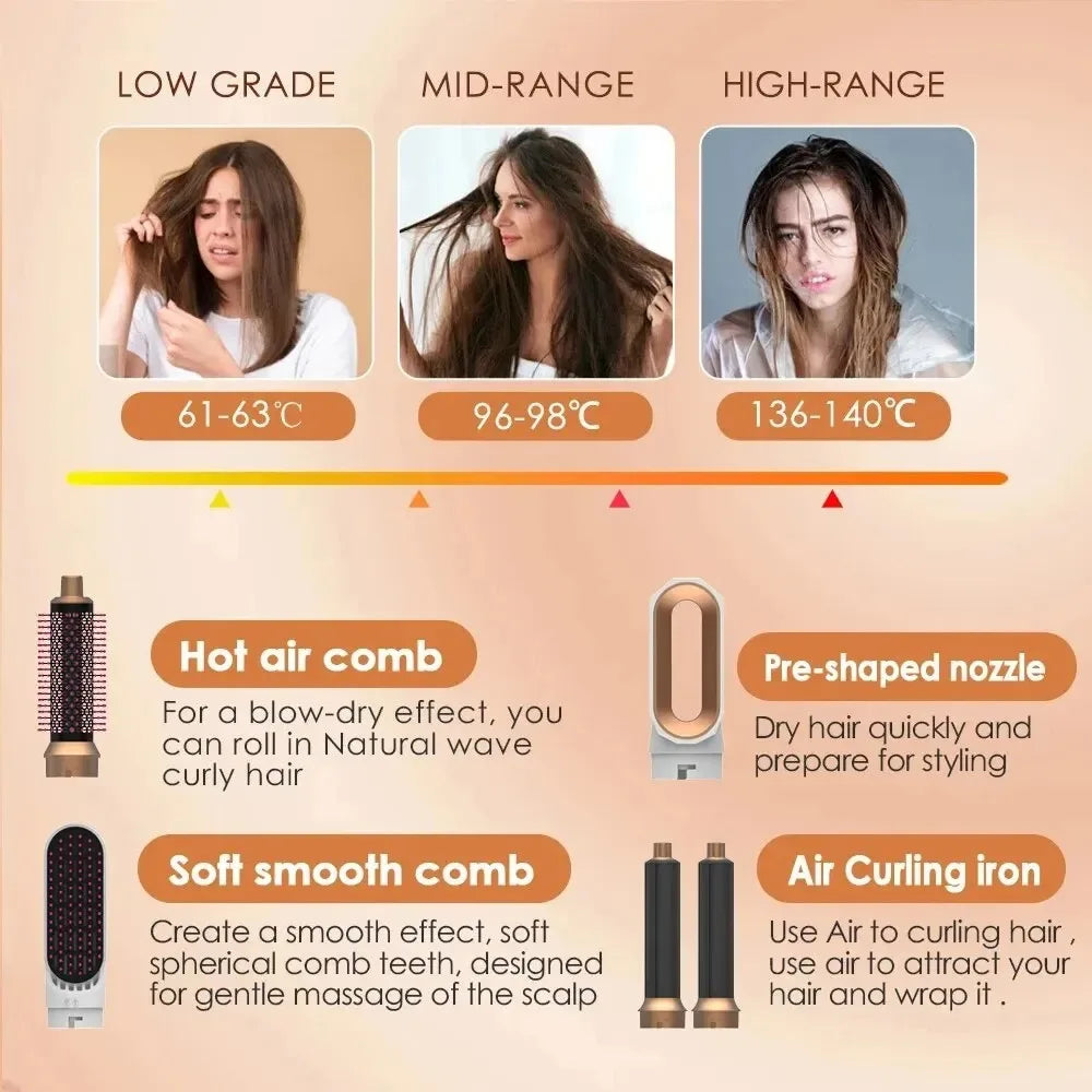 Styling, glatning og tørring med én enhed 5 i 1 