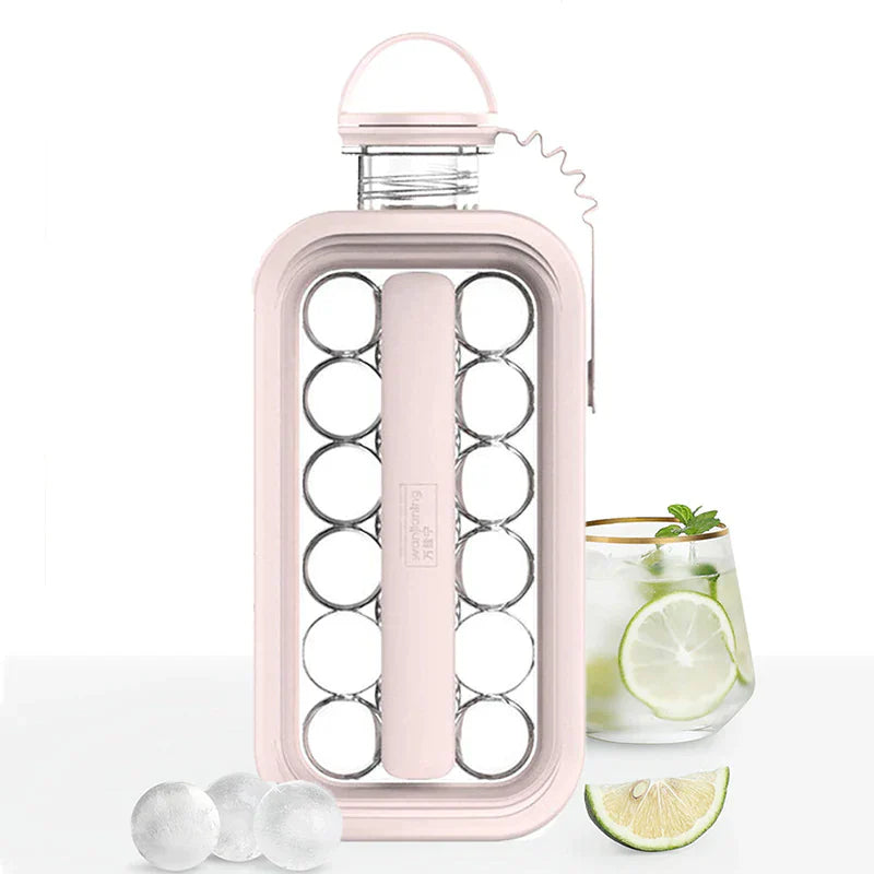 2-in-1 bottle with integrated ice cube mold 